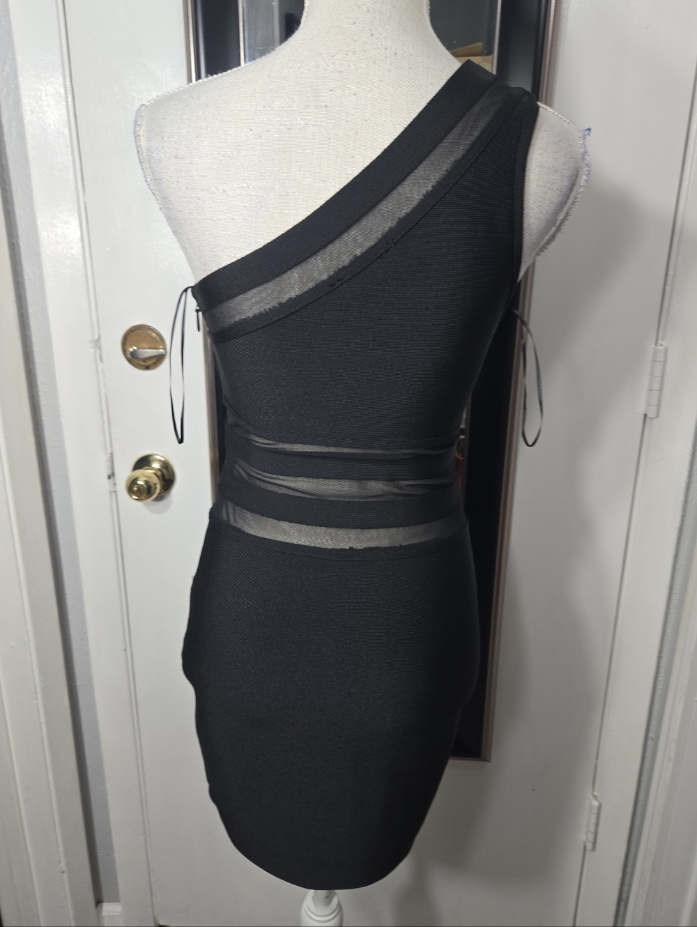 Saige And Rose Boutique One Shoulder Bodycon Dress Sheer Cut Out Details Sz Sm - Picture 6 of 6